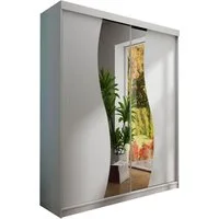 MIRJAN24 Kleiderschrank Top 8/150 (mit 2 Schiebetüren) mit Kleiderstange, Einlegeplatten und Frontspiegel