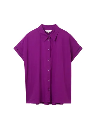 Tom Tailor - Loose Fit Bluse mit Leinen dark orchid - Gr. - 36