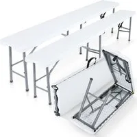 Arebos Bierzeltgarnitur 2x Bierbank Faltbank Klappbar I Tragegriff, 183 x 28 x 43 cm, Tragkraft max. 150 kg (je Bank)