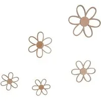 Zayno Wanddekoobjekt „Lina“ Blumen Wanddekoration aus Holz, 5-teilig, Natur