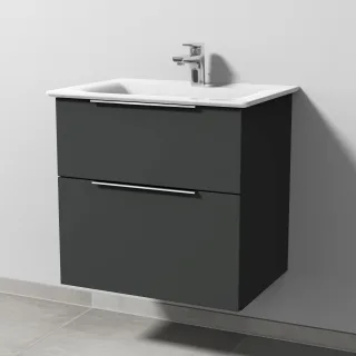 Sanipa 3way Waschtischunterbau zu Ideal Standard Connect Air Waschtisch mit 2 Auszügen, Graphit-Matt UP6411B