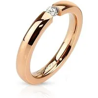 BUNGSA Fingerring 49 (15.6) Ring Rosegold Zirkonia Kristall Stein Edelstahl Damen (Ring, 1-tlg), Frauen Mädchen