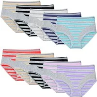emeco Taillenslip 5 Set Damenslip Unterhose Slips Baumwolle Gestreifft STRIF-032 (5-St)