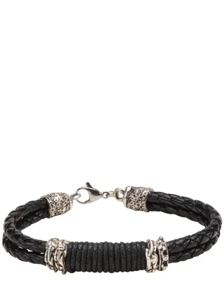 Mey & Edlich Herren Massives Lederarmband Schwarz Rindleder