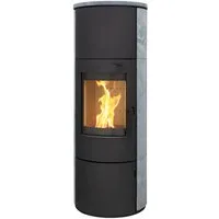 Thermia Kaminofen München XL Stahl schwarz Speckstein, 7 kW, Dauerbrand