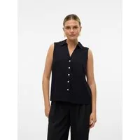 Vero Moda Blusentop VMMYMILO SL V-NECK SHIRT WVN GA mit Leinen
