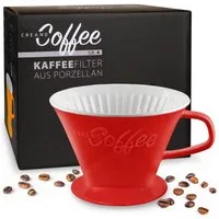 Creano Handfilter Creano Porzellan Kaffeefilter - Größe 4 für Filtertüten Gr. 1x4 - Rot, Porzellan, für Filtergröße 4
