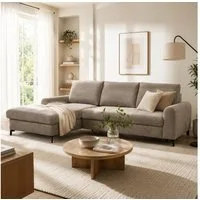 Goldstoff Ecksofa L-Form mit Schlaffunktion und Bettkasten Schlafsofa Couch, Moderne Couch - L Form 1 Teile, Modernes Sofa L als Schlafsofa Ecksofa mit Bettkasten und Bezug