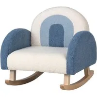 KOMFOTTEU Kindersessel Kindersofa Schaukelsessel aus Veloursstoff, mit Rückenlehne & Massivholzbeinen