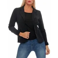 malito more than fashion Jackenblazer malito Damen Blazer klassisch, Sakko im Basic Look, Kurzjacke mit Sweat Blazer Jacke in Used Look Optik