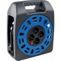 Bachmann Aufrollkabelbox 4x Schutzkontakt AC230V Kabeltrommel (Kabellänge 20 m), 20 m, 393.0060