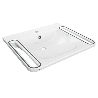 KWC Aquarotter Einzelwaschtisch, MEDCARE, MIRANIT, 650x150x550 mm, weiß/grau, Hl., Ül., Gr., 2030070 2030070763