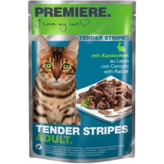 PREMIERE Tender Stripes Nassfutter Katze Adult Kaninchen 56x85 g