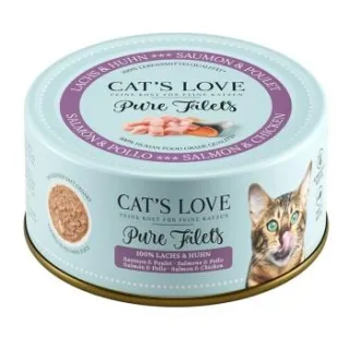 CAT'S LOVE Nassfutter Katze Adult Pure Filets Lachs und Huhn 24x100 g