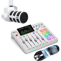 RØDE Rode Rodecaster Pro II Weiss mit Podmic Weiss und Kabel Digitales Aufnahmegerät
