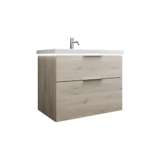 Burgbad Keramik Waschtisch-Set Eqio Eiche Dekor Flanelle/Alpinweiss, SEZA083F2632C0001 SEZA083F2632C0001