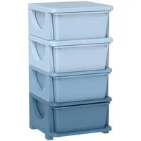 HOMCOM Spielzeugtruhe vier Ebene (Spielzeugkiste, 1 St., Spielzeug-Organizer), für Kinderzimmer 3-6 Jahre Kindermöbel Blau 37 x 37 x 76 cm