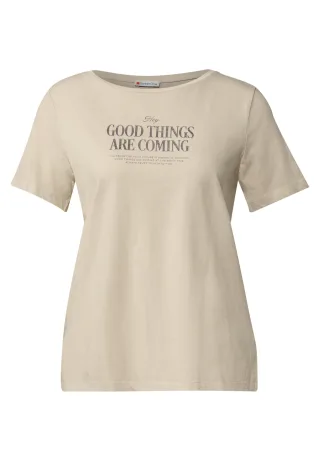 Street One - Washed-Look T-Shirt coastal beige - Gr. - 38