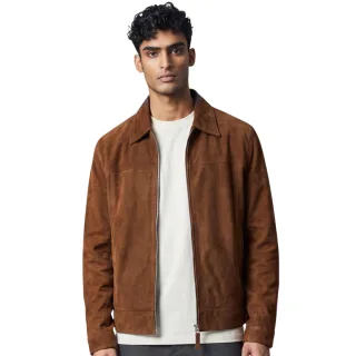 Herren braune Ziegen-Wildleder-Harrington-Bikerjacke – Bursa