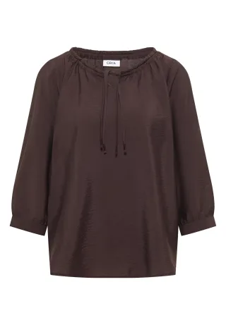 CECIL - Carmen-Bluse mit Halbarm und Bändern brown cacao - Gr. - L