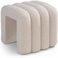 Home4You Polsterhocker B 40 x H 40 cm, Wollweiß, Teddystoff, (1 St), MDF, flauschig