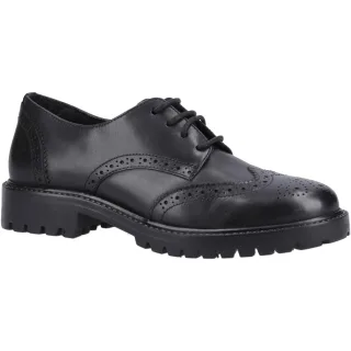 Hush Puppies Athena Senior Leder Mädchen's schwarze Brogues