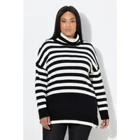 Ulla Popken Strickpullover Pullover Ringel Stehkragen Langarm