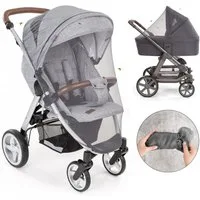 Zamboo Insektenschutzplissee Grau, Universal Insektenschutz / Mückennetz für Kinderwagen & Buggy