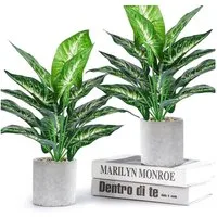 Kunstpflanze 2 Stück Künstliche Pflanzen Kunstpflanzen Dekopflanze Plastik Pflanze Kunstpflanze Wie Echt, Künstliche Pflanzen im Topf Zimmerpflanzen, Fake Plant, Realistische Kunstpflanzen Syngonium, 40 cm, Ideal für Wohnzimmer, Schlafzimmer, Bad, Kü