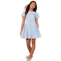 LIPSY Jeanskleid Lipsy Jeanskleid mit Puffärmeln und Strass (1-tlg)