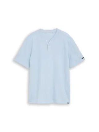 Tom Tailor - Henley T-Shirt mit Waffelstruktur light blue grey - Gr. - M