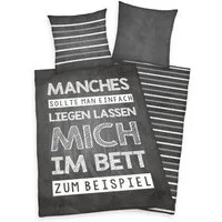 Herding Young Collection Wendebettwäsche "Manches sollte man einfach liegen lassen ..." in Gr. 135x200 cm, Renforcé, 2 teilig, Bettwäsche aus Baumwolle, Kinderbettwäsche, Herding Young Collection