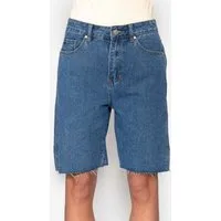 SASSYCLASSY Shorts Bermuda Jeans Shorts für Damen Zeitlose Baumwollshorts im 5 Pocket Design und lockerer Passform Blau
