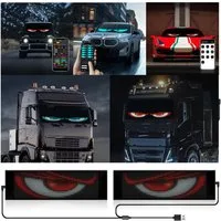 QUBEBU Dekolicht LED-Bildschirm Auto-Augenlicht Lkw dynamisches Licht, Devil Eyes Licht, LED fest integriert, mit APP-Steuerung und Fernbedienung Bluetooth USB 5V, Flexibler LED Anzeigetafel Programmierbar Laufschrift Leuchtreklame