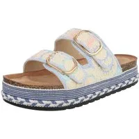 Ital-Design Bequeme Damen Sandalen mit verstellbaren Riemen und Plateau Plateausandaletten (91512116) Flach Pantoletten in Hellblau