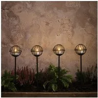 Lights4fun LED Gartenleuchte 4er Set Outdoor TruGlow® Solar-Teelichter mit Erdspieß