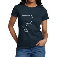 Spreadshirt T-Shirt Katzen Silhouette Frauen T-Shirt (1-tlg) Slim Fit, fällt klein aus
