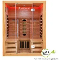 Artsauna Infrarotkabine Helsinki150 Dual-Technologie, für 3 Personen, Hemlockholz, HiFi-System, Ionisator, LED-Farblicht