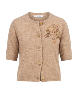 bianca - Strickjacke mit Applikation braun - Gr. - 36