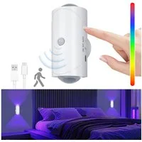 VIVIHEYDAY LED Wandleuchte LED Akku Wandleuchte Innen mit Bewegungsmelder, Kabellos, USB Aufladbare Batterie Wandlampe, RGB Wandbeleuchtung 7 Farben, Wandleuchte für Schlafzimmer Treppenhaus