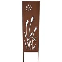 Dekoleidenschaft Gartenstecker Dekoschild "Schilf" 117 cm hoch aus Metall in Rostoptik, Ausstanzungen (1-St) Gartenpaneel, Roststecker, Metallstecker, Gartendeko für Draußen