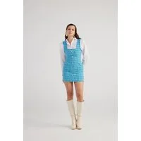 HOLLY LOLLY Midikleid Mini-Tweed-Kleid mit Metallknöpfen