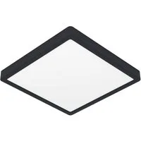 EGLO Aufbauleuchte Fueva 6 Deckenlampe, Badlampe Decke, Kunststoff, IP44, Aufbaulampe, mehrere Helligkeitsstufen, LED fest integriert, Neutralweiß, Kaltweiß, Warmweiß, Aufbauleuchte - L29 x B29 x H2,5 cm - schwarz - 13W inkl.
