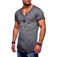 behype T-Shirt BHSOLIN Herren Basic Kurzarm V-Neck Oversized Shirt V-Ausschnitt