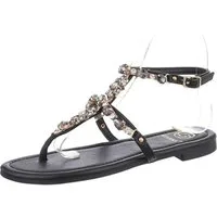 Ital-Design Damen Zehentrenner Freizeit Zehentrenner (86192805) Blockabsatz Riemchensandalen in Schwarz