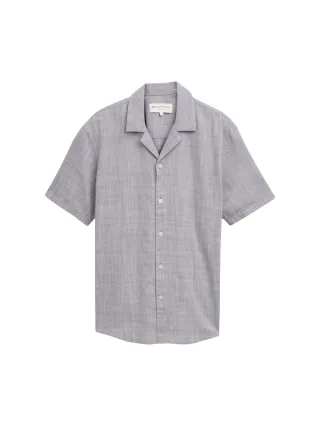 Denim Tom Tailor - Relaxed Fit Kurzarmhemd aus Baumwolle pavement grey white structure - Gr. - M