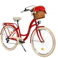 Milord Cityrad Milord Komfort City Fahrrad Weidenkorb Damen, 28 Zoll, Rot, 7-Gang, 7 Gang, (Fahrradständer, Gepäckträger, Klingel, Korb, Kotflügel)
