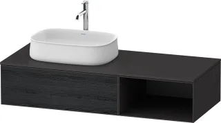 Duravit Zencha Konsolenwaschtischunterbau wandhängend Eiche Schwarz & Graphit Matt & Supermatt 1300x ZE4818016800000