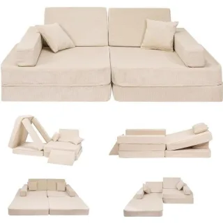 AngeLove Kindersofa,, Beige, Textil, 160x24x80 cm, Made in EU, Kinder- & Jugendzimmer, Kindermöbel, Kindersitzmöbel & -tische, Kindersessel & -sofas