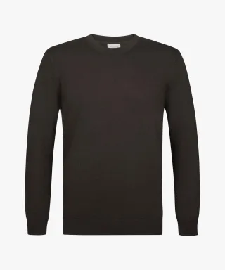 Profuomo - Dunkelbraunes Luxury Basic Crewneck Dunkelbraun - Gr. - L